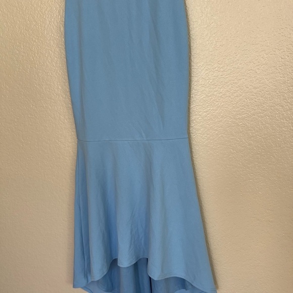 NWOT Stunning Enchantment Light Blue Backless Trumpet Hem Maxi Dress - Picture 10 of 10